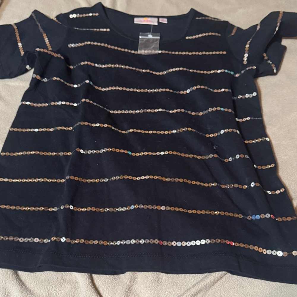 Black and Gold Sequin Tee